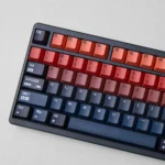 Universe Gradient PBT Keycaps Set gallery: immersive celestial blue and red gradients, viewed from multiple angles. Evokes a serene starlit cosmic keyboard.