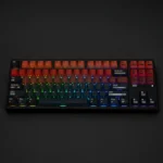 Universe Gradient PBT Keycaps set, main display showcasing an immersive celestial gradient of deep blues and red, evoking a serene starlit cosmic design.