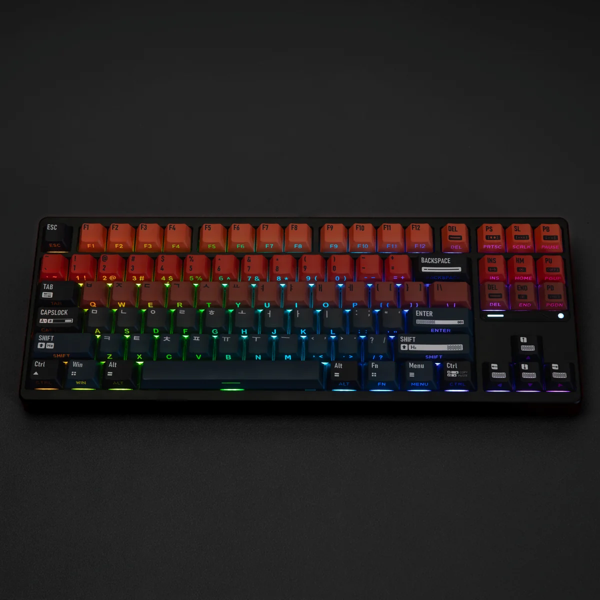 Universe Gradient PBT Keycaps set, main display showcasing an immersive celestial gradient of deep blues and red, evoking a serene starlit cosmic design.