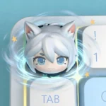 Vibrant artisan Valorant Jett keycap, handcrafted from resin, showcasing the dynamic character design, perfect for gamers seeking exclusive keyboard.