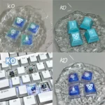 Handcrafted translucent Valorant Kay/O keycap, a vibrant resin art piece glowing with skill energy, perfect for enthusiasts.