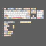Van Gogh PBT Keycaps Set. Artistic keyboard masterpiece featuring vibrant celestial hues. Detailed view highlights iconic design.