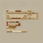 Artistic Vintage Stamp Keycap Set, featuring PBT dye-sublimated global travel postage stamp designs on an aged paper texture.