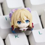 Detailed view of the handcrafted Violet Evergarden resin ESC keycap from various angles, highlighting its elegant design, melancholic anime style.