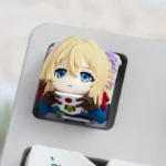 Handcrafted Violet Evergarden Artisan Resin ESC Keycap, showcasing intricate details and vibrant colors with an elegant anime aesthetic, perfect for fans.