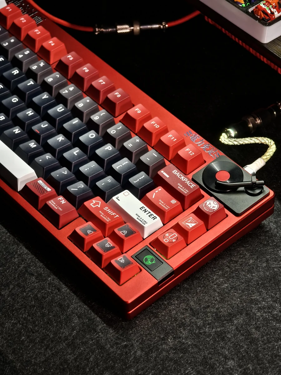 Warrior PBT Keycaps Set viewable from multiple angles, showcasing its durable PBT material, rugged valor design, and bold iconography for premium gaming setup.