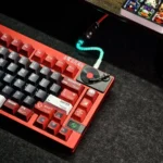 Dynamic angle of the Warrior PBT keycaps set, revealing the strong commanding presence of their rugged, valor-inspired design and durable PBT material.