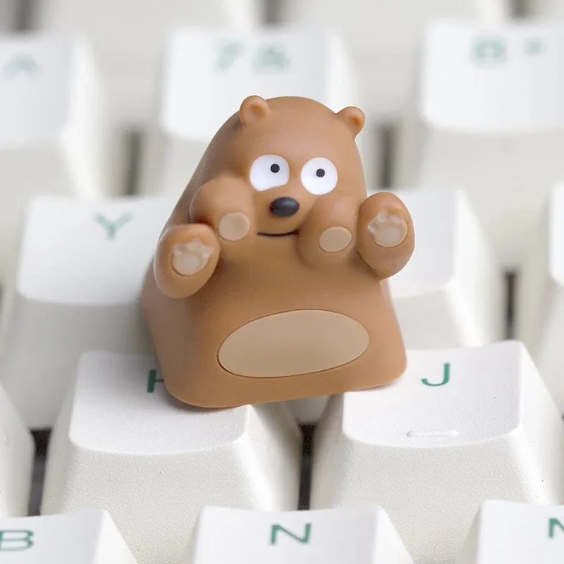 Vibrant We Bare Bears artisan resin keycaps. Exclusive Grizzly, Pan Pan, and Ice Bear figures, crafted from playful angles, a cute charm.