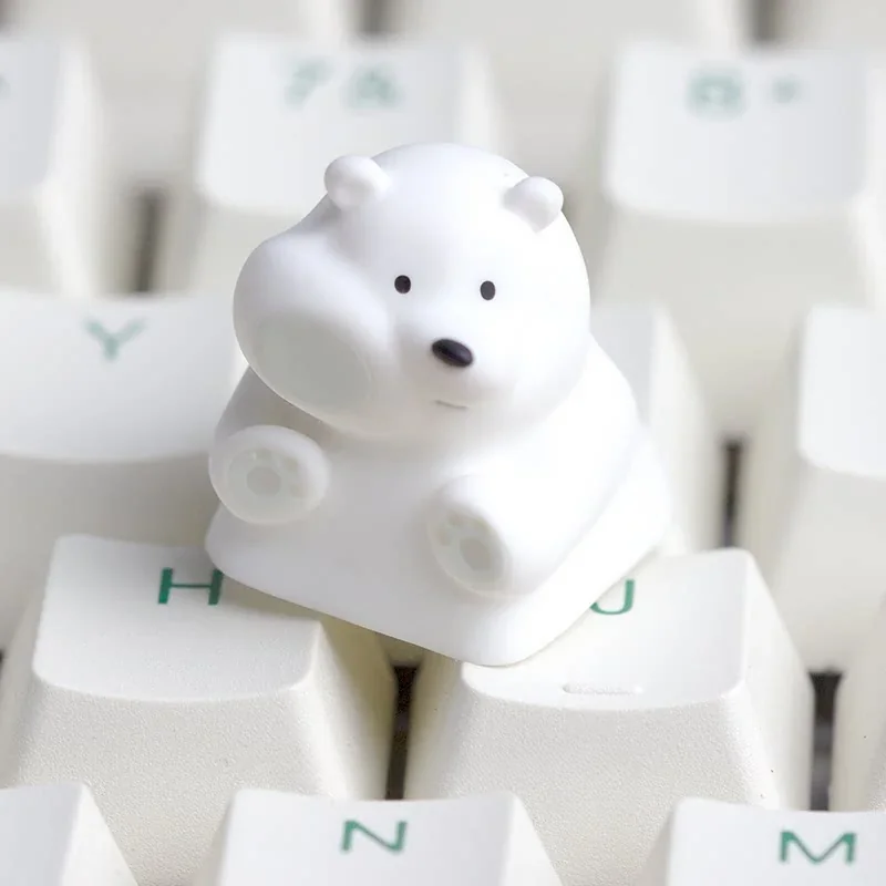 Exclusive We Bare Bears artisan resin keycaps, shown from various angles, highlighting their vibrant, meticulously crafted characters and adorable charm.