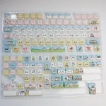 Whimsical Characters Keycap Set: Cute PBT Dye-Sub MAO Profile. Adorable three cat heads keycaps shown from various angles, highlighting durable PBT.