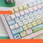 Whimsical Characters Keycap Set featuring cute PBT dye-sub little cat heads, perfect for a playful keyboard aesthetic.