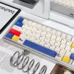 A full view of the whimsical rabbit PBT keycaps set, highlighting their durable dye-sublimated designs and vibrant, charming rabbit illustrations from multiple angles.