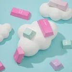 Vibrant Y2K PBT keycaps set from multiple angles, showcasing their playful retro style, bold colors, and early 2000s look for your keyboard.