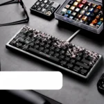 "Detailed product views of the iconic Zero Two Sakura PBT Dye-sub Keycap set, highlighting vibrant anime designs and delicate cherry blossom motifs fr