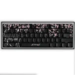 "Iconic Zero Two Sakura PBT Dye-sub keycaps, shown from various angles, highlighting the vibrant anime design and delicate cherry blossom motifs for D