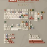 Close-up of AIer PBT Keycaps Set showcasing the unique AI and designer theme with vibrant pixel art elements on premium PBT for creative minds.