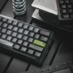 Artistic Alien Terror backlit PBT keycap set, showcasing transparent, glow-through sci-fi design from various angles, emphasizing its eerie elegance.