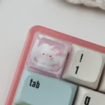 Cloud Cat Transparent Keycap: Handcrafted resin cat cloud, depicting a playful cat on dreamy pastel hues, adding whimsical charm to your desk.