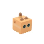 Whimsical handcrafted artisan resin cat in box keycap, showcasing its miniature sculpted cat from a unique angle within the resin.