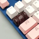 Artisan chocolate resin keycap, handcrafted with smooth, gourmet chocolate look. Warm, dessert colors for unique keyboard personalization.