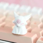 Handcrafted Mythical Fox & Blossom Artisan Resin Keycap ESC, showcasing the unique translucent fox and delicate blossoms in artistic detail.
