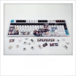 Showcasing the exclusive Azur Lane Cheshire PBT keycap set from various angles. Vibrant anime art on durable PBT, a true gaming masterpiece for enthusiast.