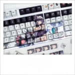 Experience the exclusive Azur Lane Cheshire PBT keycap set from a new angle, showcasing vibrant anime art and durable, premium PBT finish for gaming setup.