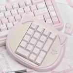 Ballet PBT Keycaps: Elegant Poetry set. Soft pastel, dye-sublimated keycaps with delicate ballet motifs, graceful lines. Artistic, durable material.