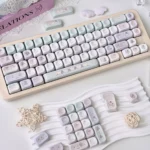 Charming Cozy Bear Home Keycap Set photos. Adorable bear characters and cozy elements from various angles, highlighting diverse keycap profiles.
