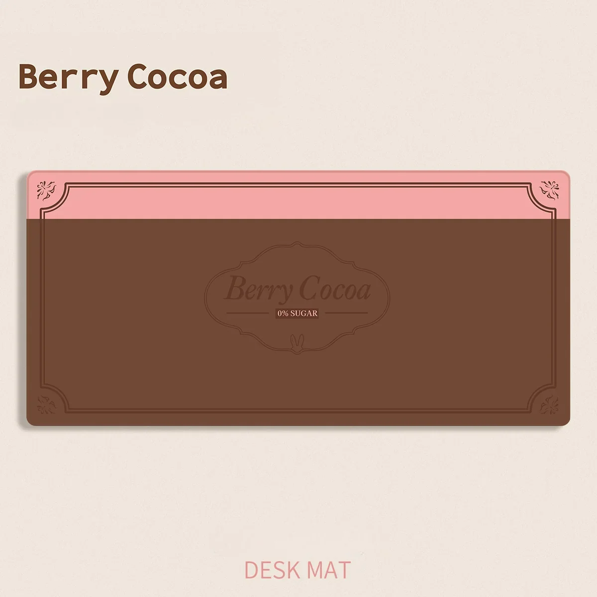 A detailed angle of the durable Berry Cocoa Desk Mat, highlighting its cozy, dessert-inspired aesthetic with warm berry and cocoa tones.
