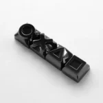 Black Piano Gaming Console Button Keycaps displayed from multiple angles, highlighting their sleek finish and industrial-grade durability.