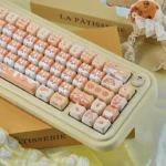 Bread Corgi MAO Keycap Set, featuring its adorable bread-inspired design and rounded aesthetics from different playful perspectives.