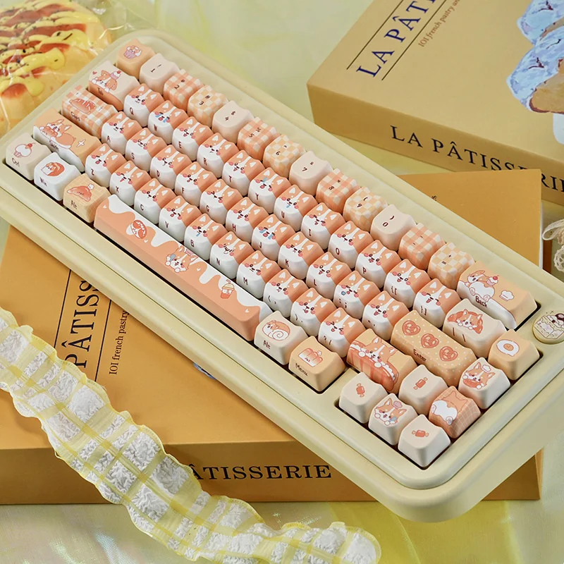 Bread Corgi MAO Keycap Set, with a charming, bread-inspired design and playful rounded aesthetics. A whimsical addition for any keyboard.