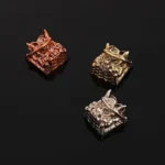 Multiple angles of a premium handcrafted Japanese Oni Warrior artisan keycap, showcasing its intricate details and fierce mythical design in polish design.