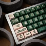 Exquisite ancient bronze keycaps set. Aged textures, intricate Chinese patterns, and rich earthy tones create a historical artifact aesthetic.
