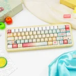 Vibrant PBT Dye-Sub Ramune Keycaps set, showcasing playful bubbly designs for a refreshing keyboard aesthetic.