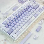 FOA Twilight Serenity Butterfly PBT Keycaps Set, 144-key set. Ethereal butterfly motifs, mystical gradients, durable dye-sub legends.