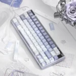 Ethereal Butterfly PBT Keycaps, 144-key boxed set in Twilight Serenity. Durable dye-sub legends, delicate butterfly motifs.