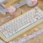 Sweet Treat MOA PBT Cake Keycap Set, an adorable pastel dessert design for keyboards. This whimsical keycap showcases its unique MOA profile and charming design.