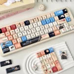 Close-up of premium Caleb Keycaps Set featuring the exclusive Love Deepspace romantic elegance theme with a subtle shine-through and luxurious jade-like.