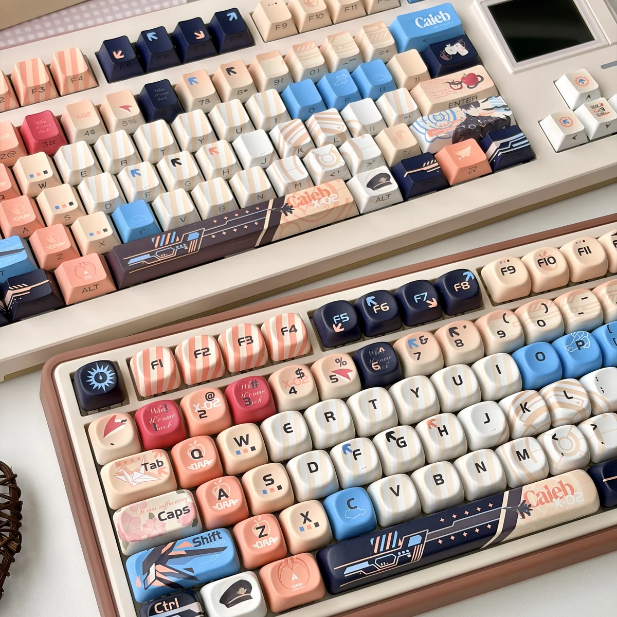 Caleb Keycaps Set showcasing exclusive Love Deepspace romantic elegance with a premium jade-like finish and subtle shine-through.