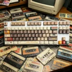Premium Cassette Keycap Set showcasing its unique retro-gentleman and vintage tech aesthetic, meticulously crafted with durable PBT dye-sub.