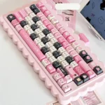 Cute Cat Dessert Keycaps set, displaying whimsical pastel dessert and adorable cat designs. Durable PBT material offers a charming, playful keyboard upgrade.