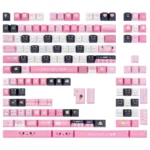 Whimsical 145-key set of durable PBT cute cat dessert keycaps set, with pastel designs and charming box.