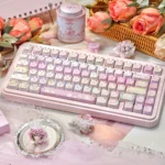 Whimsical Cat Squad Keycaps set, a full set of translucent PC keycaps with unique side-printed legends, perfect for illuminating RGB keyboards.