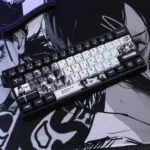 Exclusive Chainsaw Man Kobeni PBT Keycaps Set, vibrant with dynamic anime art of Kobeni Higashiyama, capturing her chaotic charm on high-quality PBT.