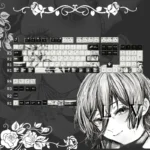Angled view of exclusive Chainsaw Man Reze ceramic keycaps set. Smooth, durable surface, handcrafted Reze art. Premium artistic detail.