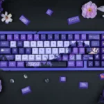 Exclusive Chainsaw Man Reze PBT Keycap Set featuring dynamic character art and vibrant, explosive colors, perfect for a premium keyboard aesthetic.