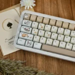 Detailed view of the adorable cheeseburger cat PBT keycap set, showcasing its whimsical cartoon style, vibrant colors, and high-quality finish for mechanical keyboard.