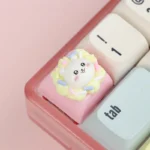 Detailed side profile of the adorable Chiikawa Cream Tart artisan ESC keycap, showcasing its handcrafted pastel resin design and whimsical charm.